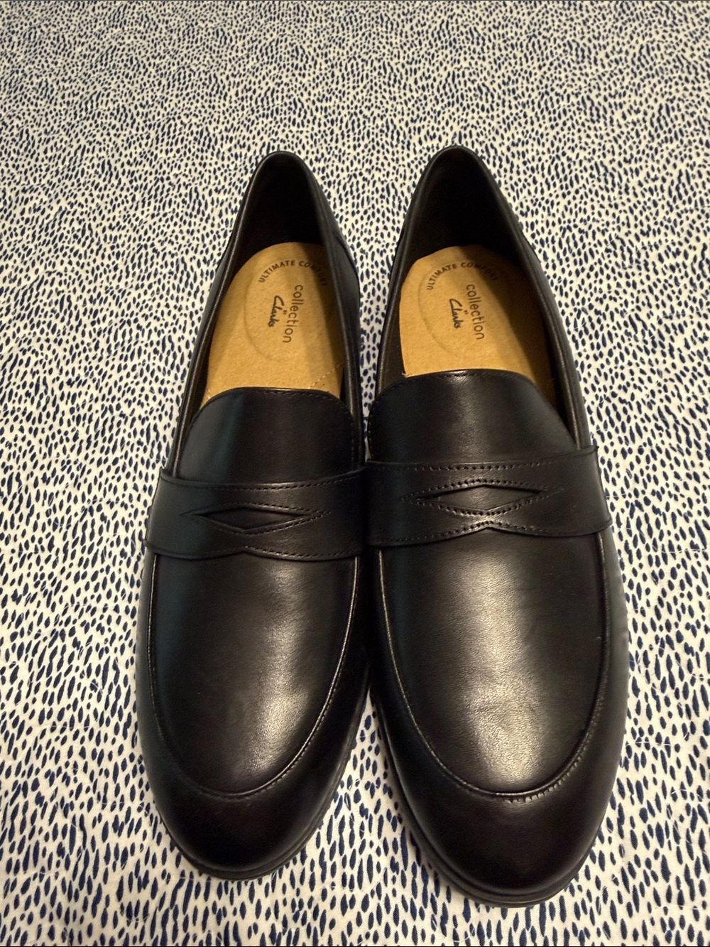 Clarks Black Leather Women's Slip-On Loafers